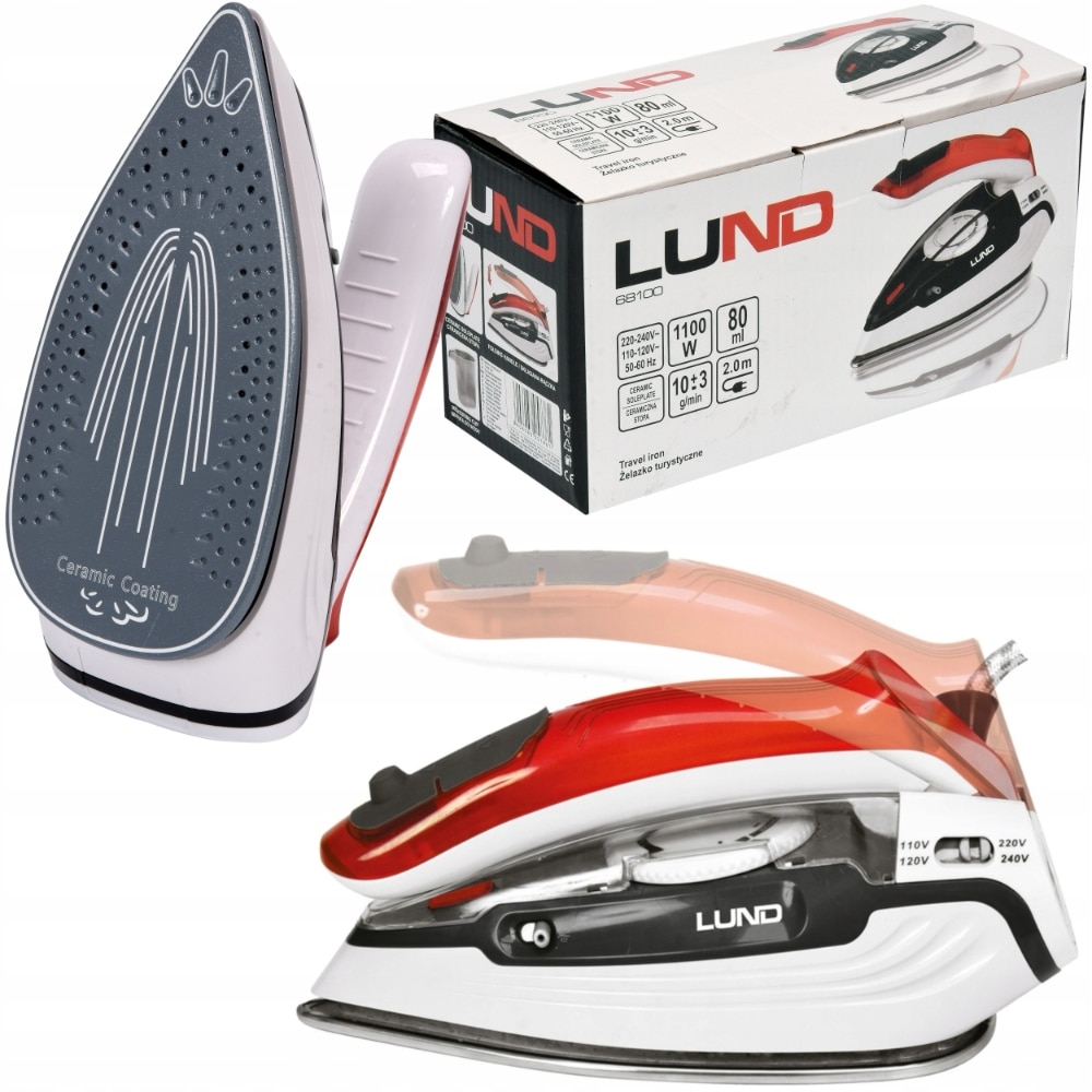 Fier de calcat turistic Lund 1100W, ceramica, 3 moduri de calcare, multicolor, 20x9x13.5cm