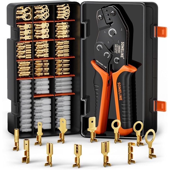 Clesti de zacisare pentru capete de cabluri, 0,25-2,5mm, 12 tipuri de conectori, set, cutie de depozitare