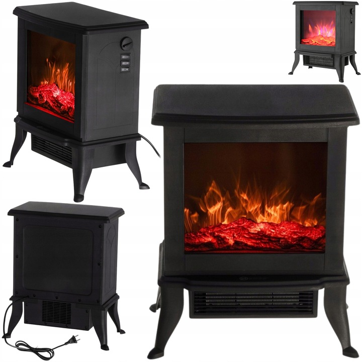 Hősugárzó, Elektromos Kandalló, 1800 W, Kellemes 3D Hatás