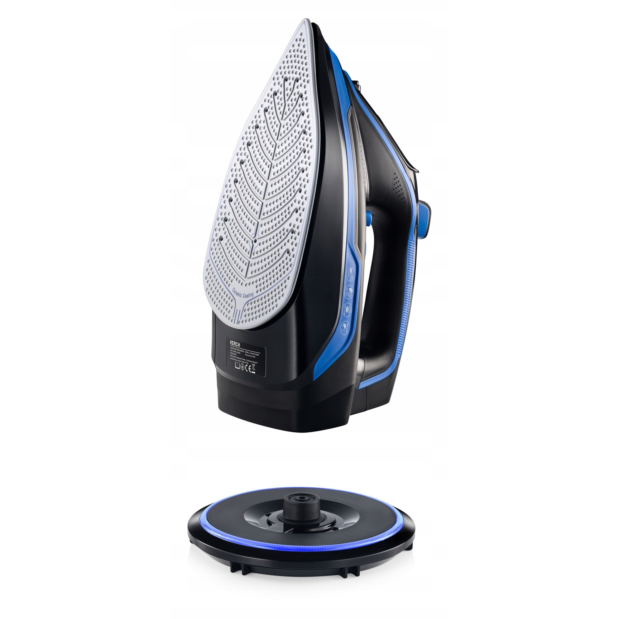 Fier de calcat fara fir Kerch Ultimate, 2600W, ceramica, albastru, 450ml