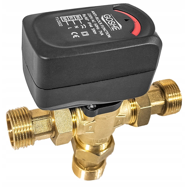 Goshe szerelvénykészlet, gömbcsap 1'', 3x hollandi, kompakt, CLIP rendszer, ANTI-BLOCK rendszer