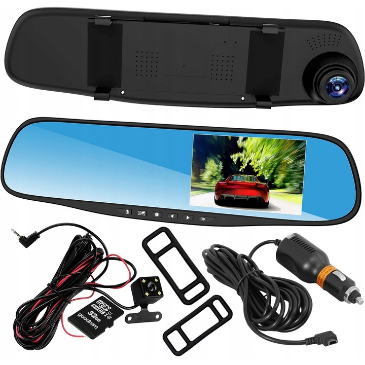 Camera auto DVR, wideorecorder, camera de marsarier, 2 camere, 32GB, 4.3"