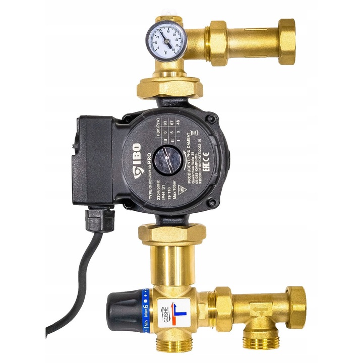 Grupa pompoasa de amestec DAMIX, 2,5 m3/h, cu pompa OHI PRO, mosiad, 1" G, 90°C, set complet