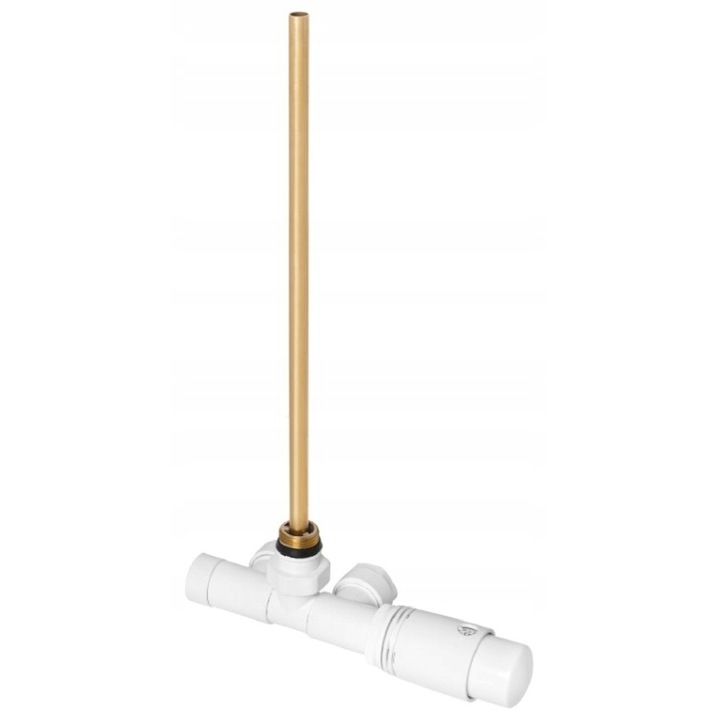 Set termostatic complet Invena, 1/2", alb, cu racord inferior 50 mm, pentru radiatoare decorative si de baie