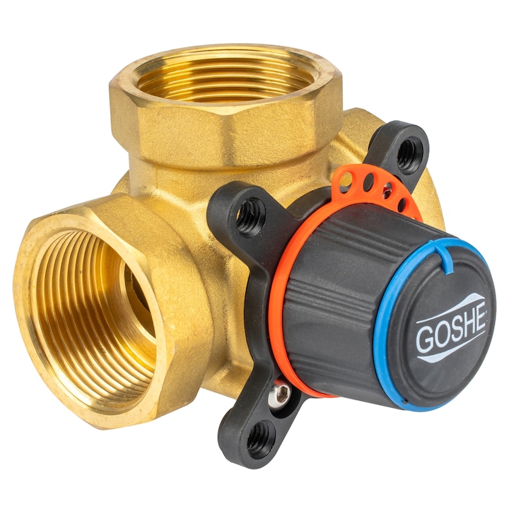 Goshe háromutas keverőszelep DN 32 szervomotorral EMIX 401 100°C-ig
