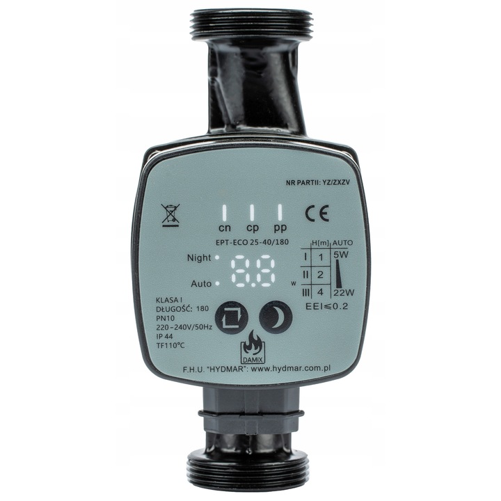 Pompa apa circulatie EPT-ECO 25-40/180, 8 moduri, 4m inaltime, 22W, 180mm