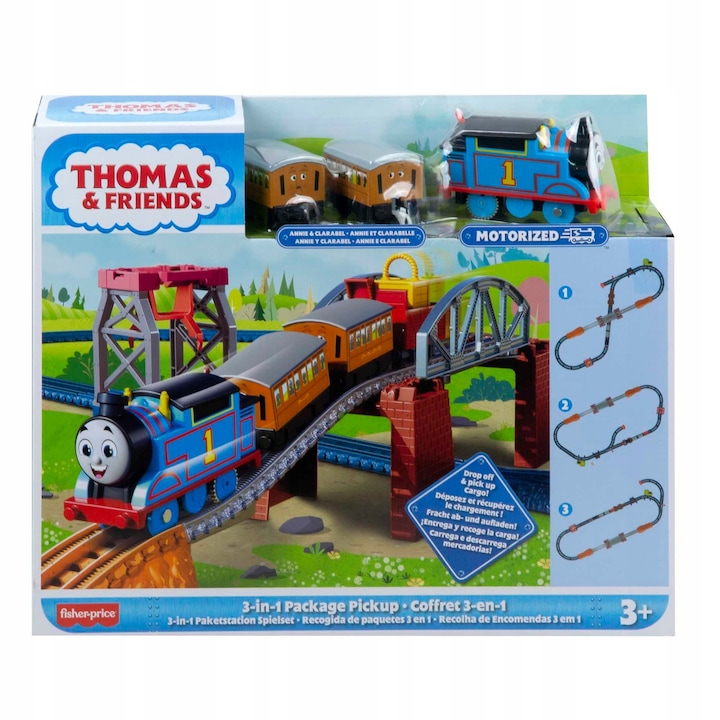 Trenulete de jucarie, Thomas & Friends, KOLEJKA FISHER PRICE TOMEK I PRZYJACIELE, set 3 in 1, multicolor