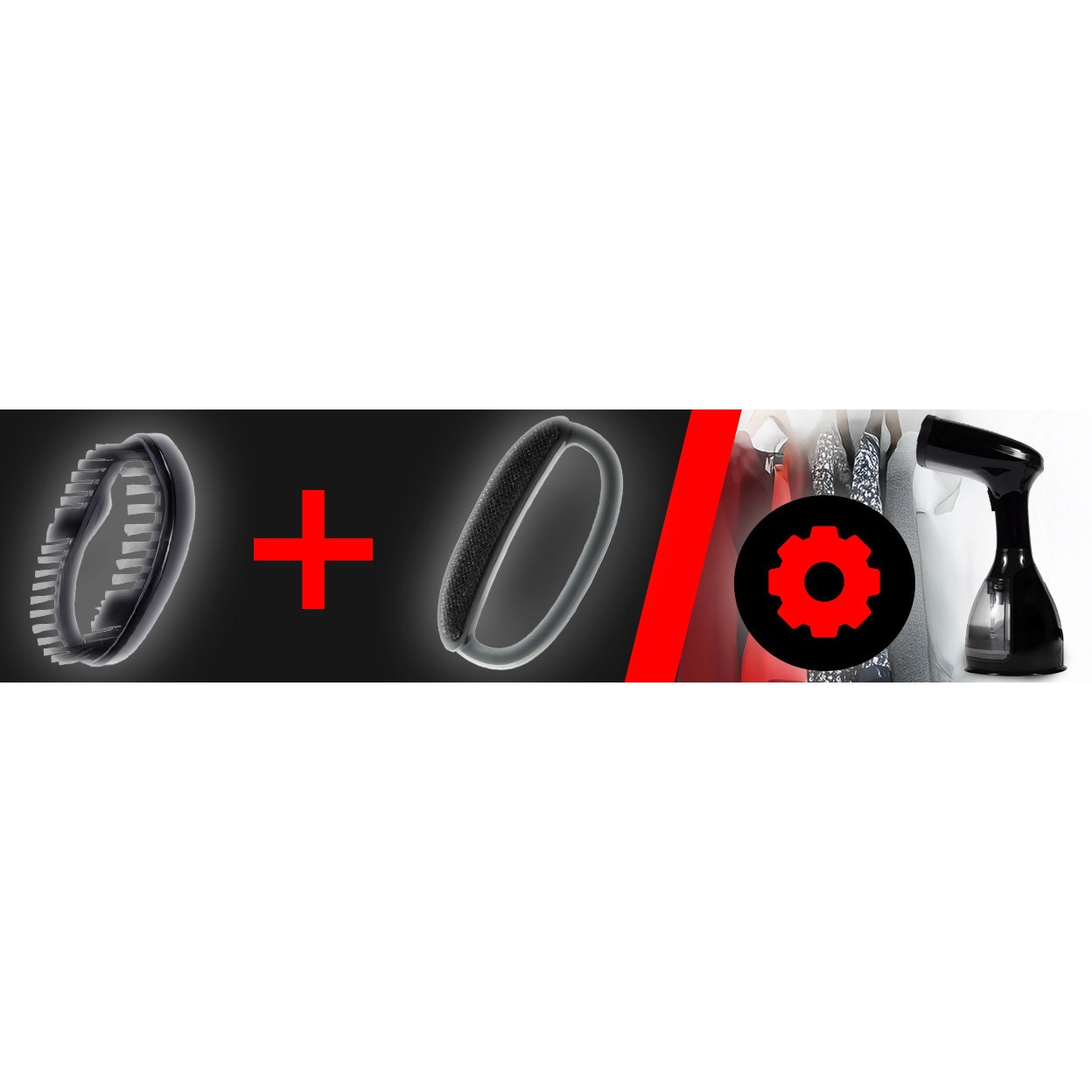 Parownica pentru imbracaminte Retoo 1500W 7 in 1, negru-rosu, rezervor 280 ml, accesorii incluse