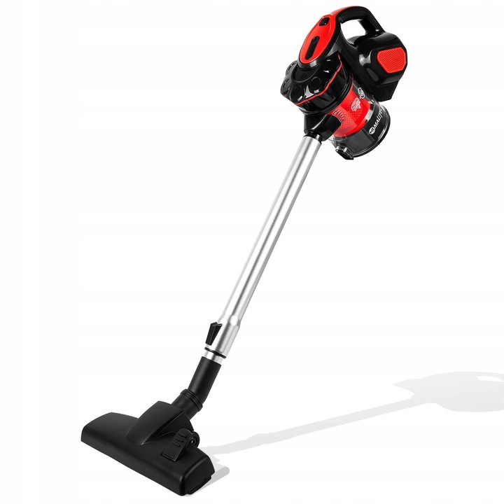 Aspirator vertical MalTec, 600W, 5 in 1, ciclonic, fără sac, negru/rosu