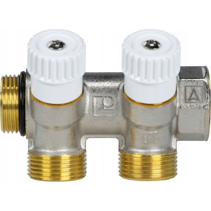 Fiting de apa, Afriso, rozdzielacz 2 obwodow, nichelat, G3/4", 91,5x25x40mm