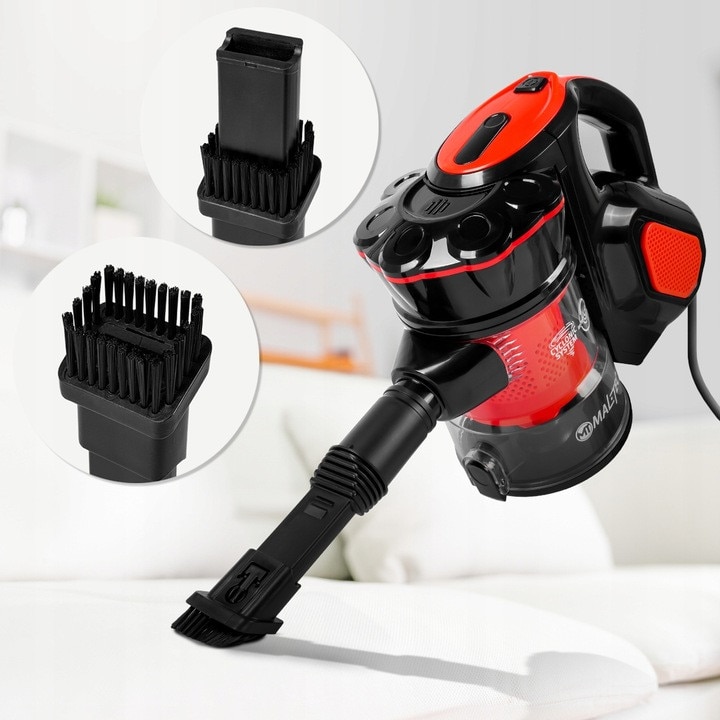 Aspirator de mână MalTec 600W, tehnologie ciclonică, fără sac, capacitate 0,5L, 5 în 1, 45x16x22cm