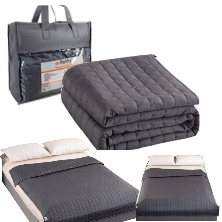 Nehez takaro 150x200cm, 8kg, szurke, uveggyongyokkel, szett taskaval