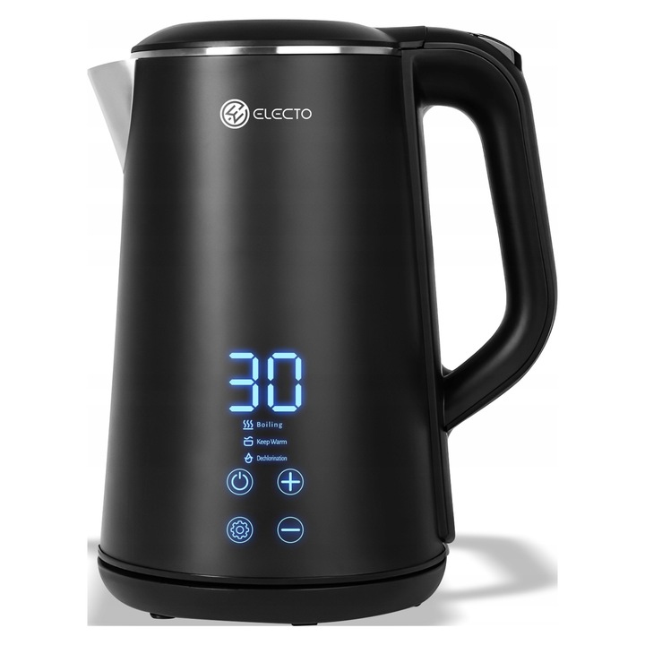 Fierbator electric Electo Presenta 1500W 1,6L negru, control temperatura, iluminare LED