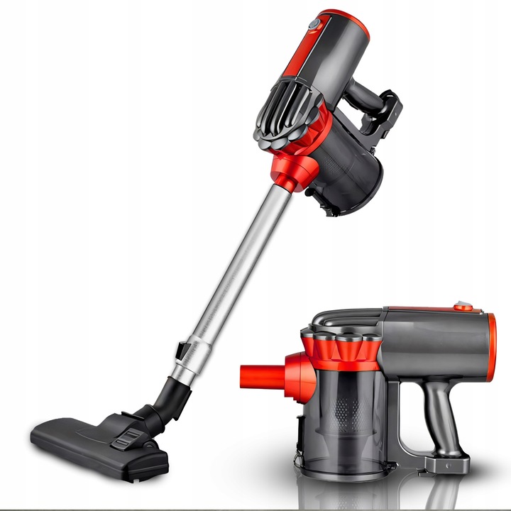 Aspirator vertical Retoo PowerClean OR1080, 600W, 5m cablu, negru/rosu, set cu 5 accesorii, 1,5L