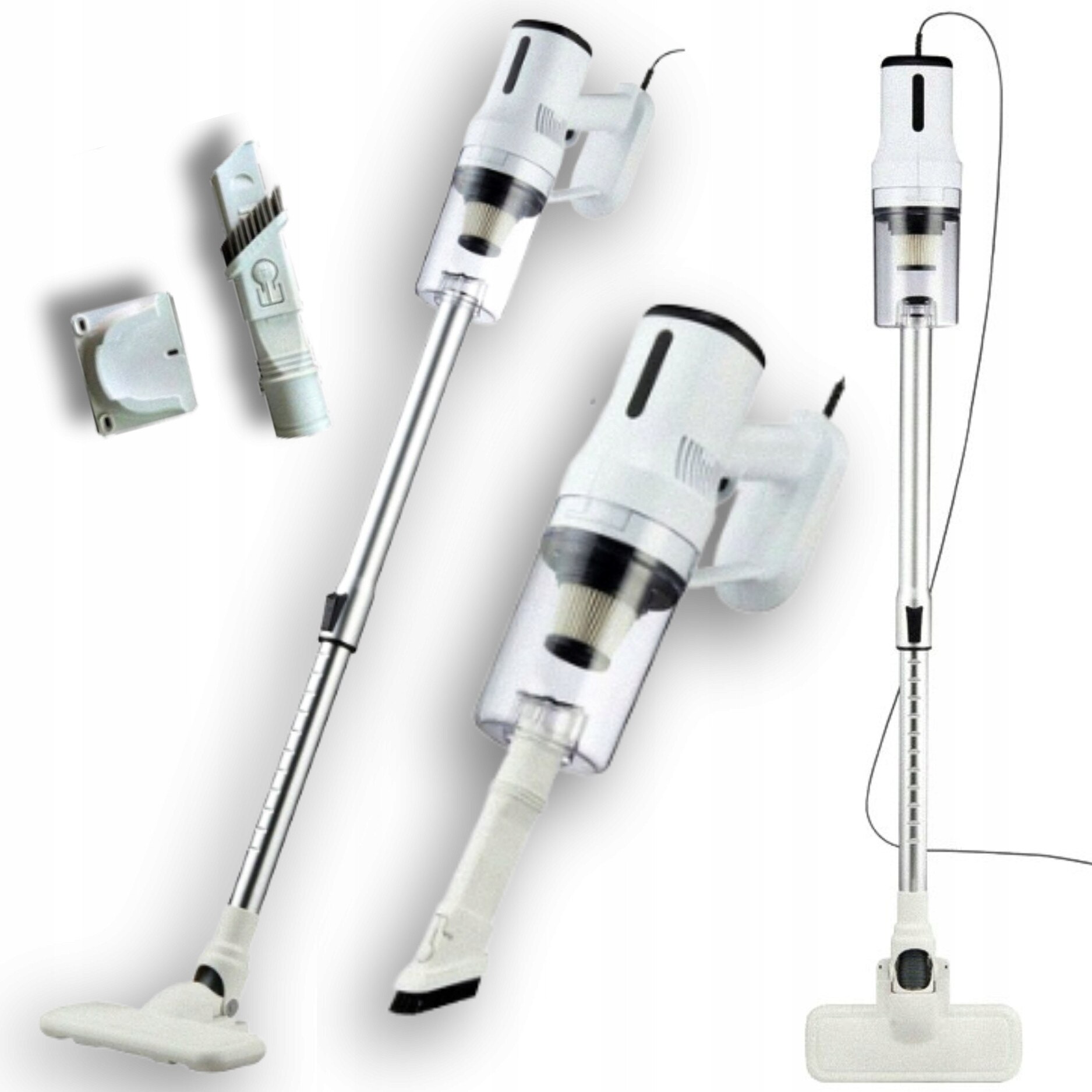 Aspirator vertical 2in1 fara sac 600W cu filtru HEPA, alb