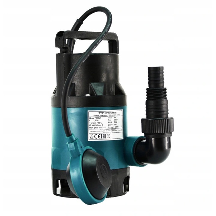 Pompa de apa IBO 400W, 7000 l/h, 19x25cm, 1" - 1 1/4", adancime maxima 5m