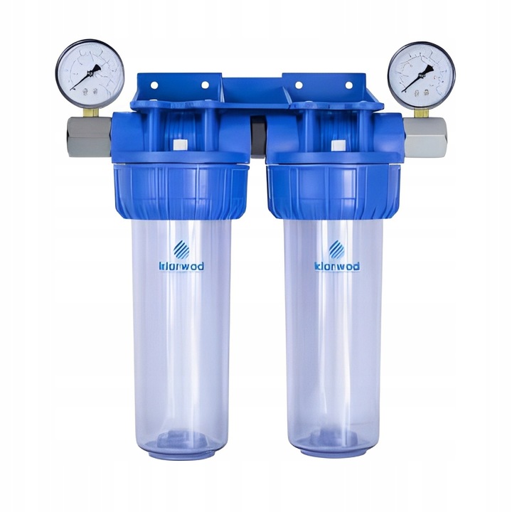 Set filtrare apa Klarwod, 2 corpuri 10", manometre 2-6 bar, 3/4"