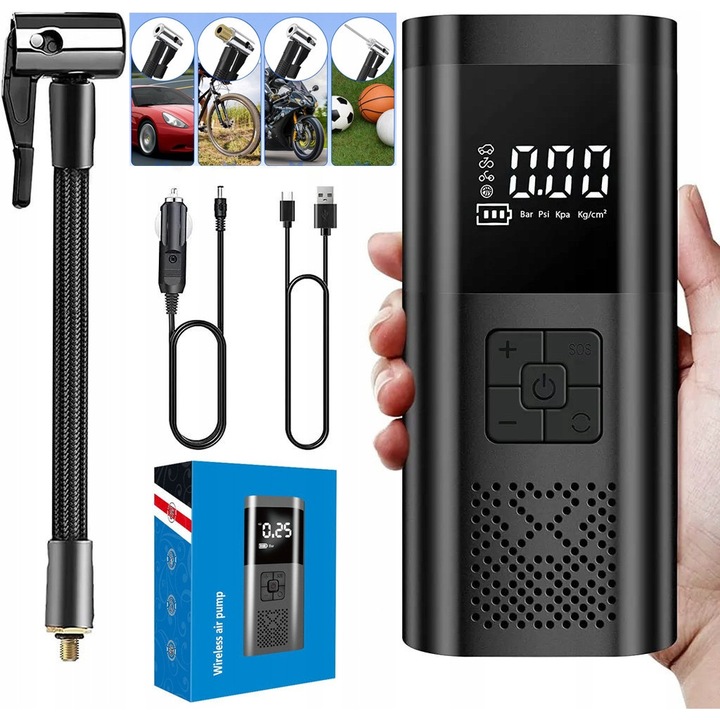 Помпа за електрически велосипед 10 бара, 700 гр, черна