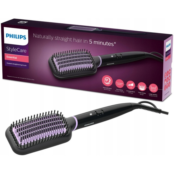 Perie de indreptat Philips, ceramica-turmalina, ionizare