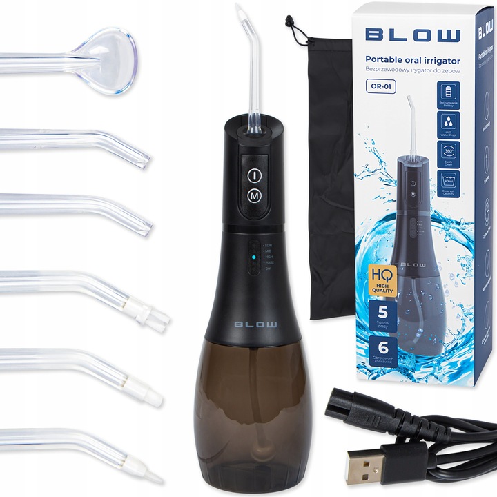 Vezeték nélküli szájzuhany 400ml, 5 üzemmód, készlet tokkal