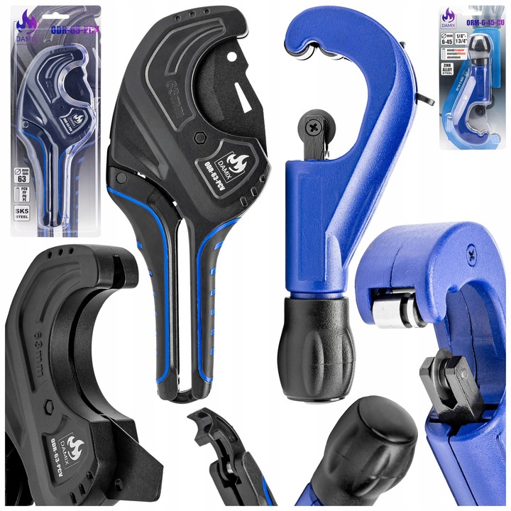 Set clesti pentru taiat tevi PEX, PVC, PP, PU, PE 63mm + cleste pentru tevi din cupru 6-45mm DAMIX