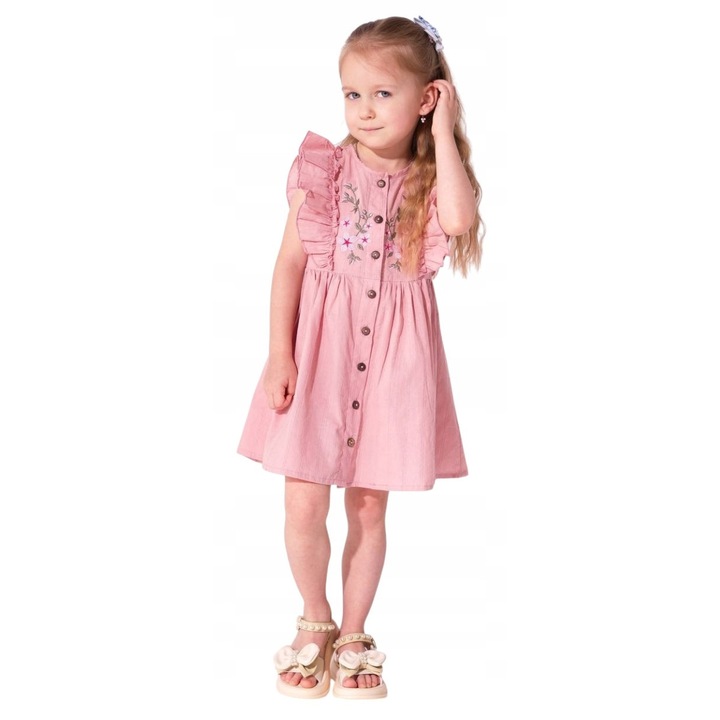 Rochie Pentru Fete, Bonito, Casual, 3-7, Roz, 100% Bumbac Respirabil, Usor De Intretinut, Rezistent La Spalare, Alegerea Ideala, Cadou Perfect, Stil Casual, Material Durabil, Croiala Excelenta, Roz