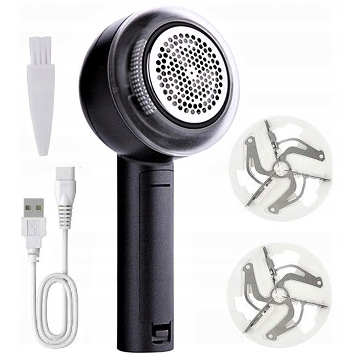 Aspirator golire haine, 8W, 1200mAh, set cu 2 lame, cablu USB, perie de curățare