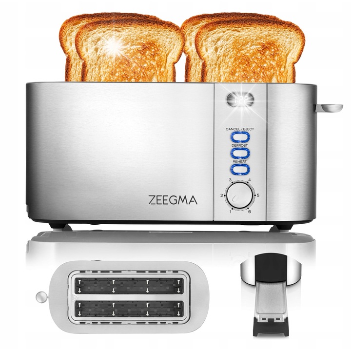 Тостер 1500W, 4 филийки, Zeegma Tostee Chef, LED, многоцветен
