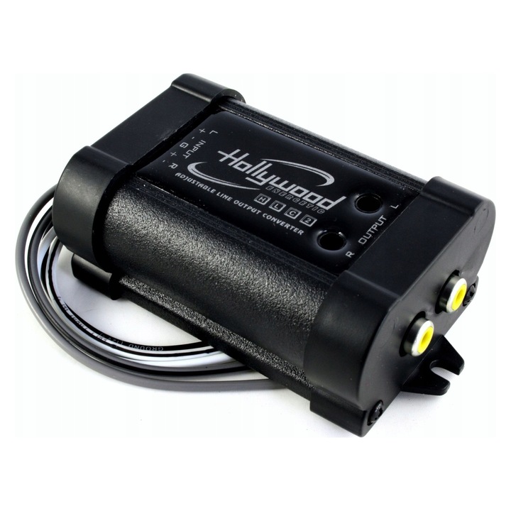 Hollywood HLC-2 audiokonverter, 2x50W, 2xRCA, jelszint-szabályozás, alumínium