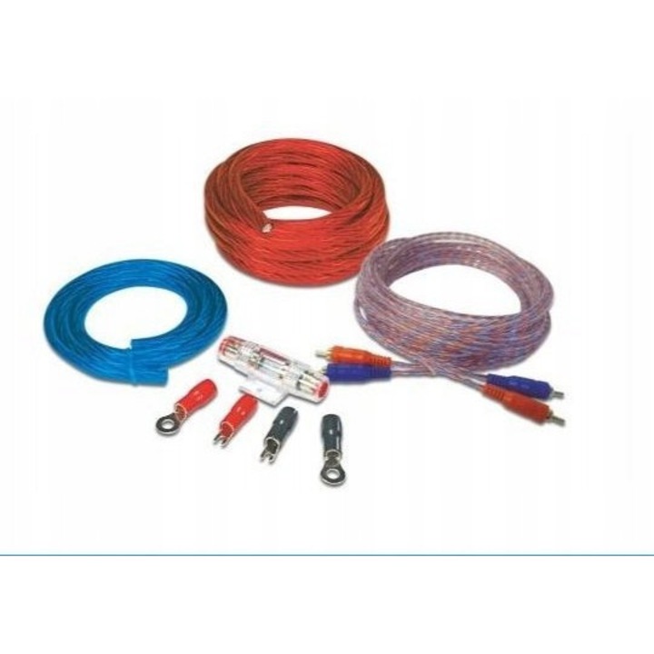 Set cabluri Dietz 20mm pentru amplificator auto, cablu de alimentare 5m, cablu de masa 1m, accesorii montaj