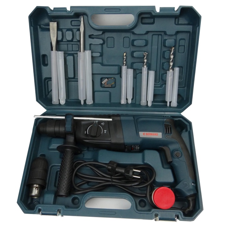 BERHARD 2600W fúrókalapács, 4 funkció, SDS+, komplett készlet tartozékokkal, 230V, 4kg