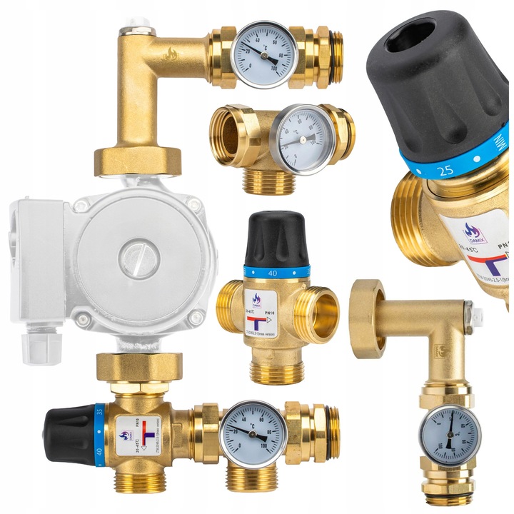 Grupa de amestecare fara pompa DAMIX, 20-45C, Kvs 2,5m3/h, 235mm