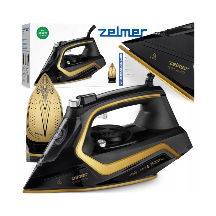 Fier de calcat cu abur Zelmer ZIR2620, 2600W, ceramic, alb, 280ml, 1.9m