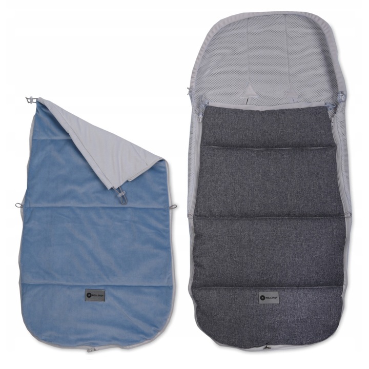 Sac de dormit pentru copii, denim blue, 90x40cm, set cu 2 paturi detasabile