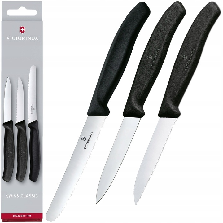 Set 3 cutite Victorinox Swiss Classic, negru, 8cm si 11cm