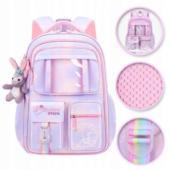 RAINBOW TORNISTER Iskolatáska, 35L, vízálló, lila-rózsaszín, 30x45cm