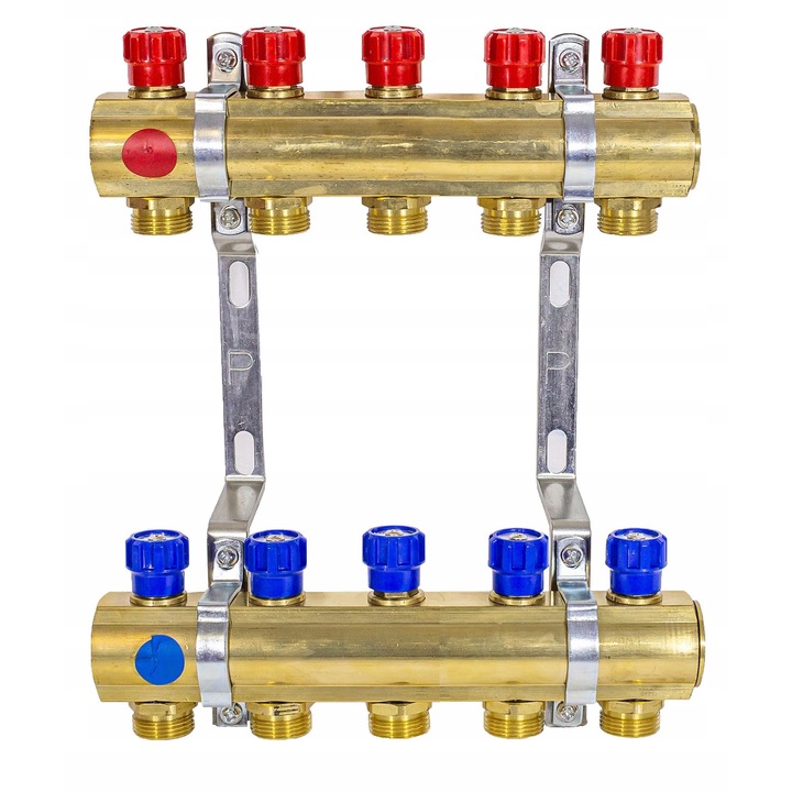 Distribuitor 5 circuite, Perfexim, cupru-zinc, pentru incalzire in pardoseala