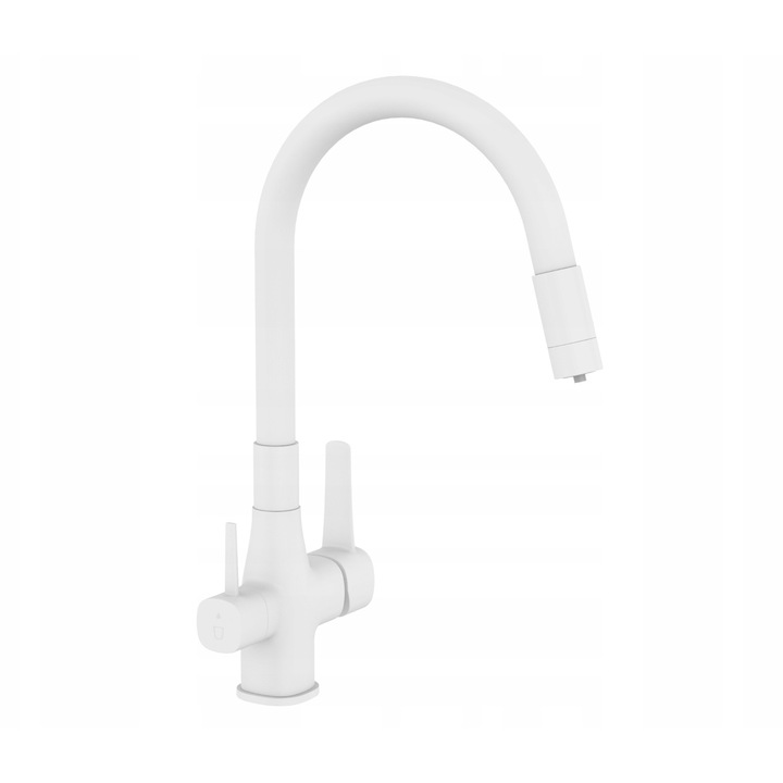 Baterie sanitara Invena Magic, dwuuchwytowa, elastyczna wylewka, alb, set montaj