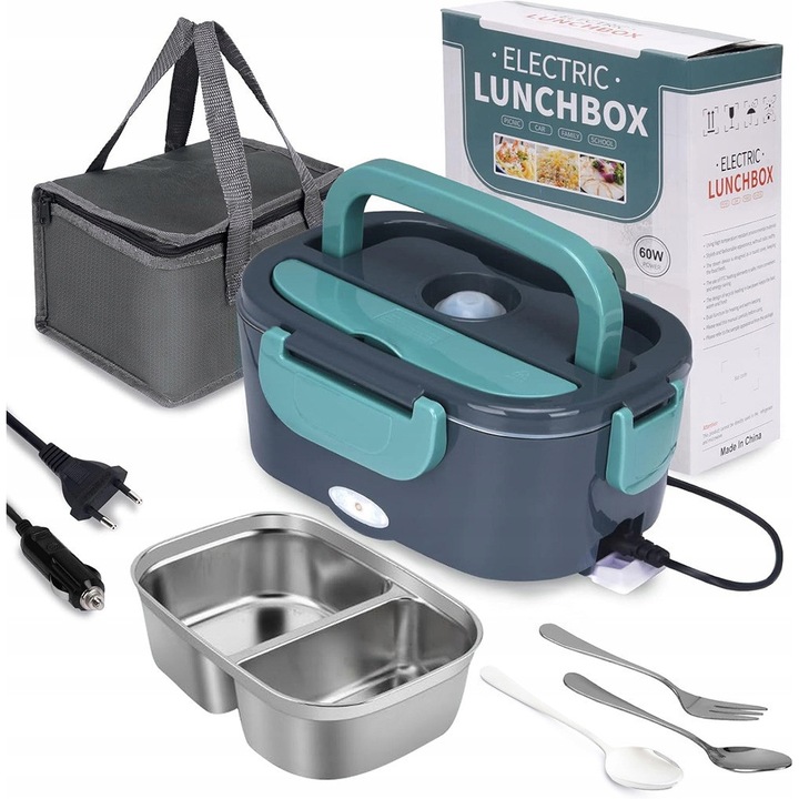 Elektromos ételhordó 1.5L, fűtött, 12V/24V/220V, autóba és irodába