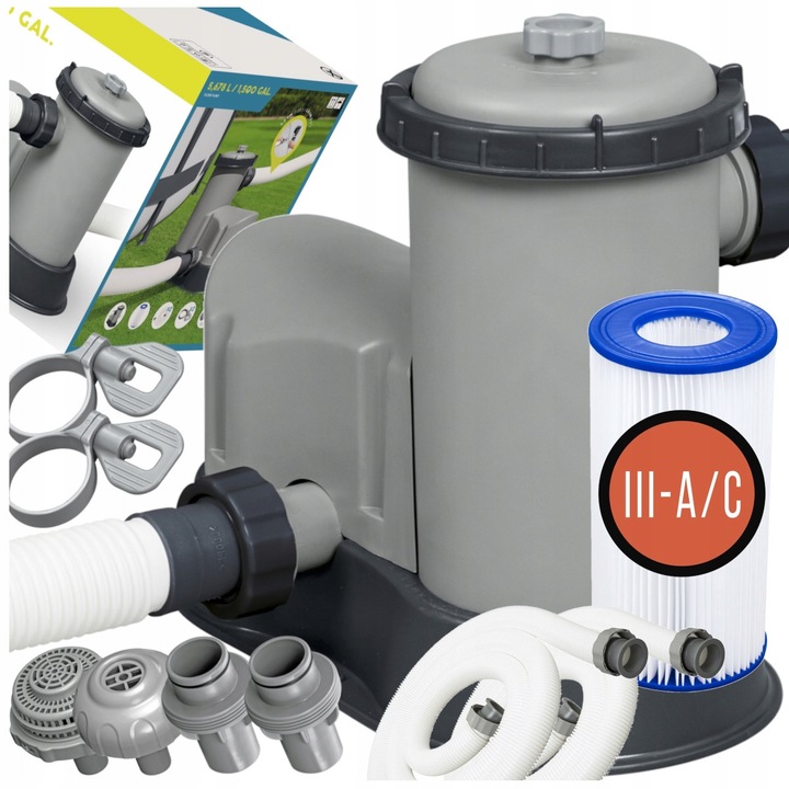 Pompa filtranta Bestway 58389, 5678 l/h, 86 W, pentru bazin de gradina, set complet, 30x22x33cm
