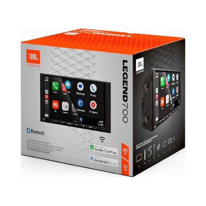 Radio auto JBL Legend 700 2-DIN, 7 inch, Bluetooth, set complet