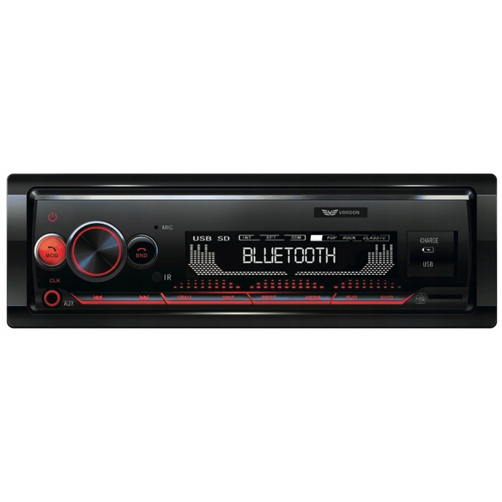 Radio auto Vordon HT-165BT Bluetooth USB SD, 4x60W, set accesorii montaj