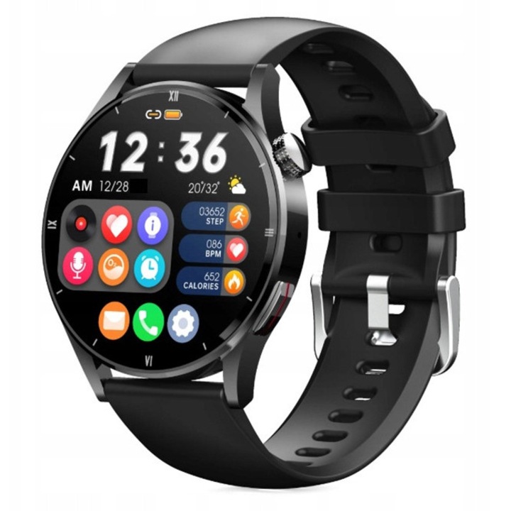 Smartwatch QS39, monitorizare sanatate, ecran 1,32 inch, IP67, Bluetooth 5.3, negru