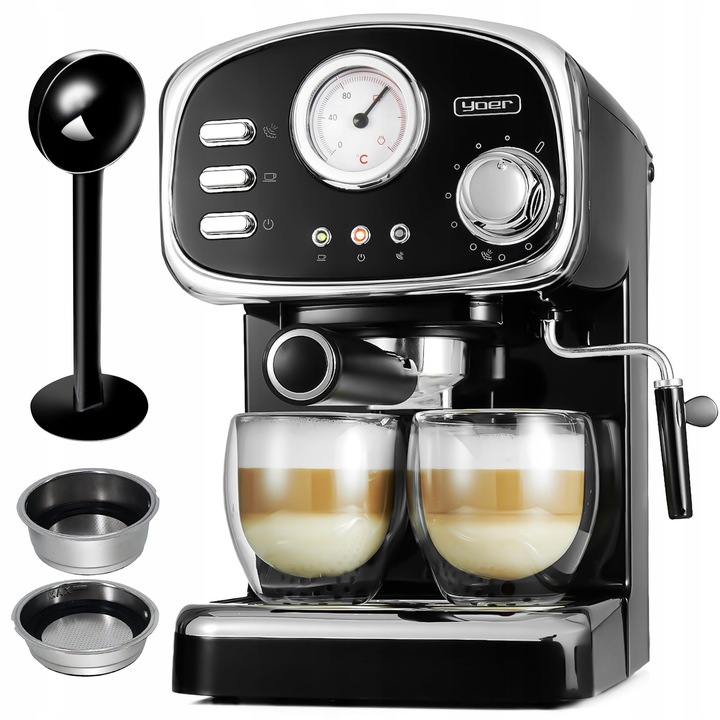 Espressor de cafea, 1100W, 20bar, 10 cafele, cu spumant de lapte