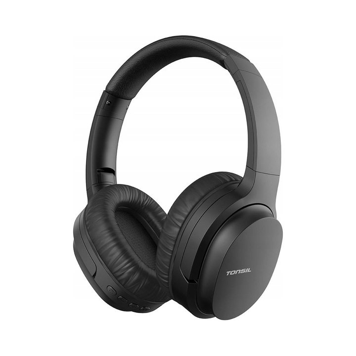 Tonsil R45BT vezeték nélküli fejhallgató, Bluetooth 5.0, aktív zajcsökkentés, fekete, 199x176x50mm, teljes készlet