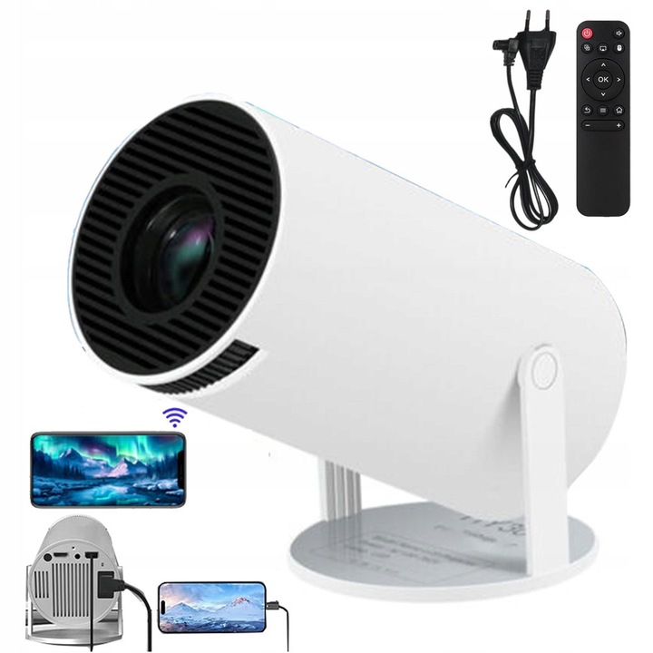 Proiector mini prietenos, 720P, conectivitate HDMI/USB, alb, 0,5 kg