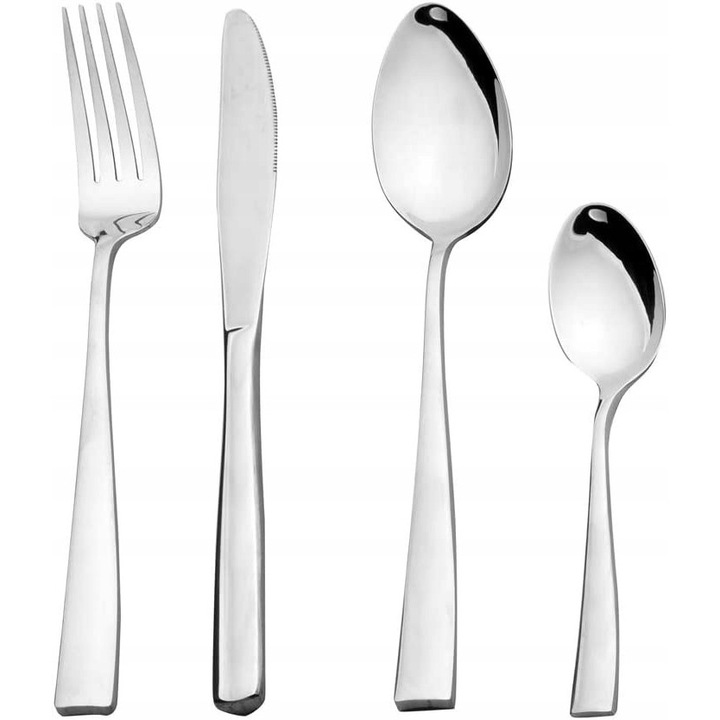 Комплект прибори за хранене от 24 части за 6 души, неръждаема стомана, елегантен дизайн, различни размери