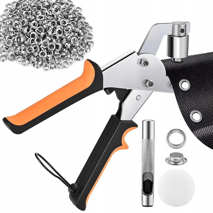 Fűzőlyuk fogó, BEDEE, 21,5x14cm, fekete-narancssárga, 500 darabos készlet