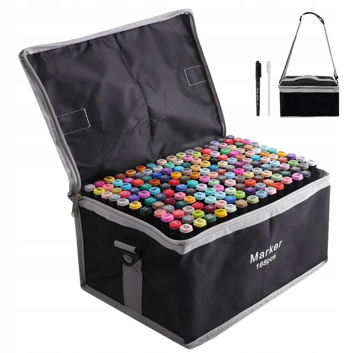 Set markere BEDEE 168 culori, negru, 30x20x16.5cm