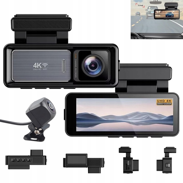 Camera auto DVR, 4K, GPS, WiFi, G-sensor, camera de marsarier HD